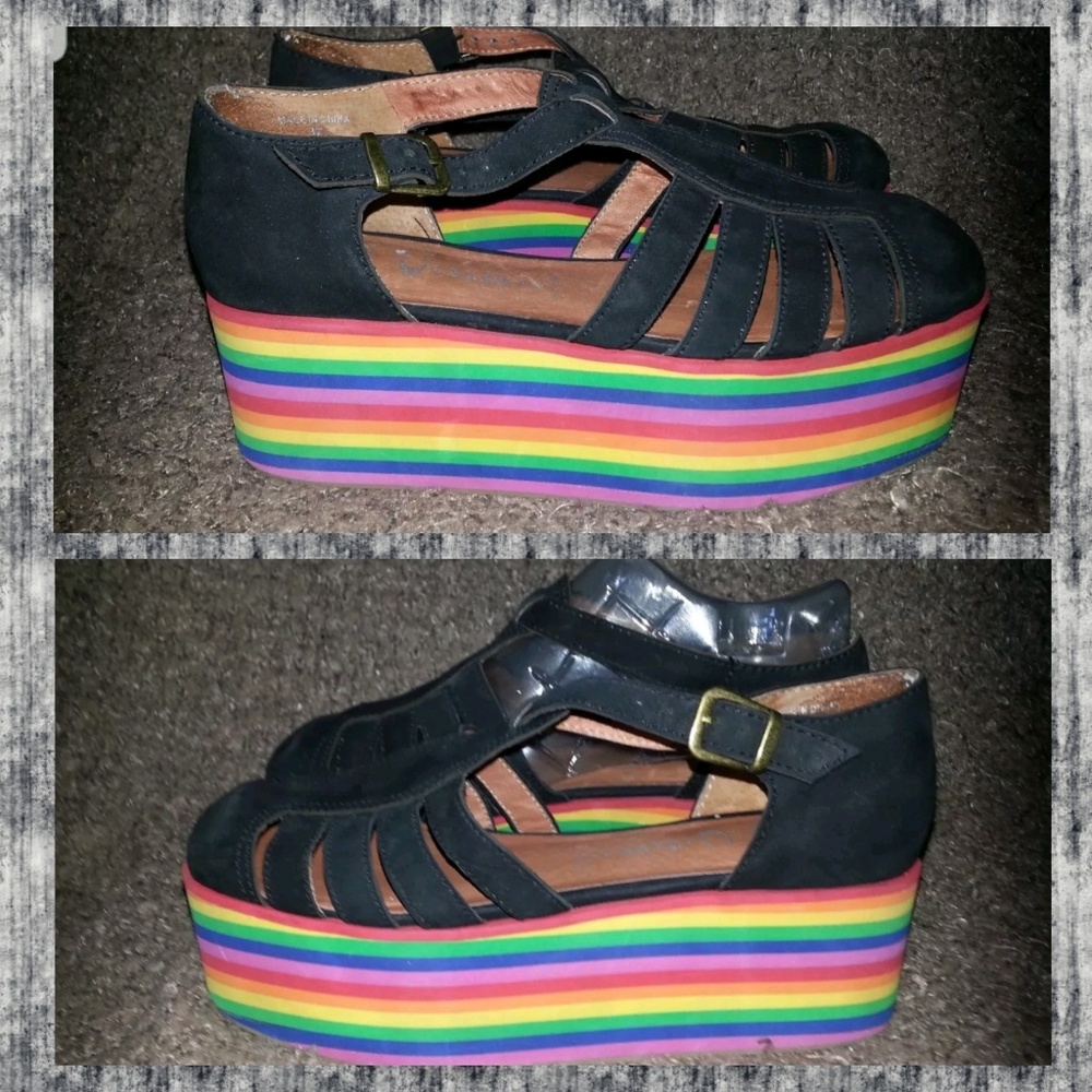 Jeffrey Campbell  rainbow platform SANDALS - Picture 4 of 8
